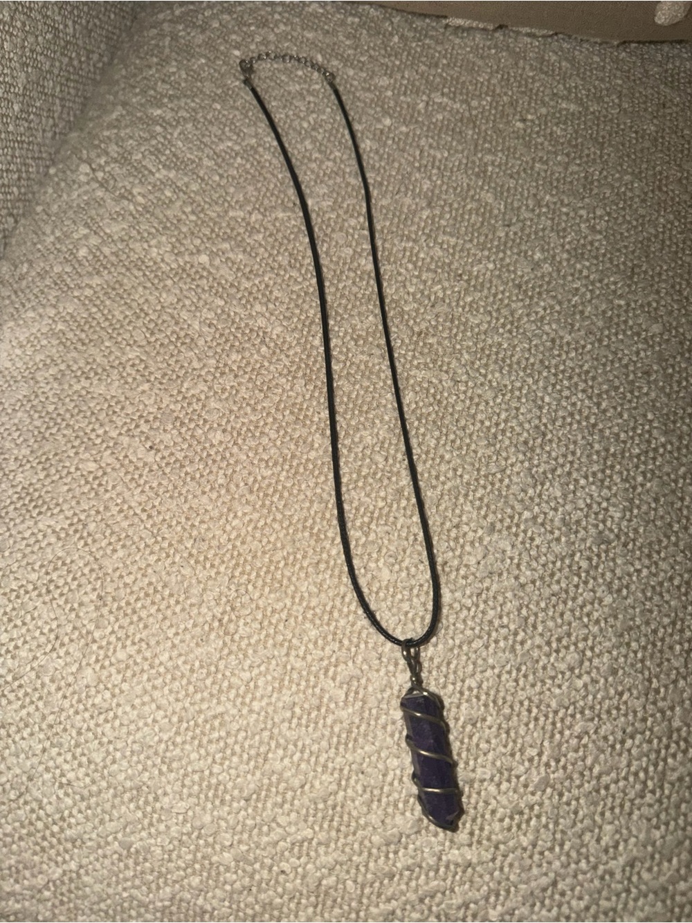 Amethyst Stone Wrapped Pendant Necklace - Unbranded